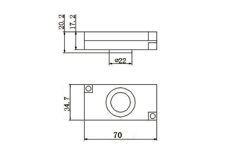Enclosure Speaker Driver 33x70x20.2mm (1.30"x2.76"x0.80"), 8Ω 2W/3W - Dimensions (XDEC Cavity Speaker Driver)